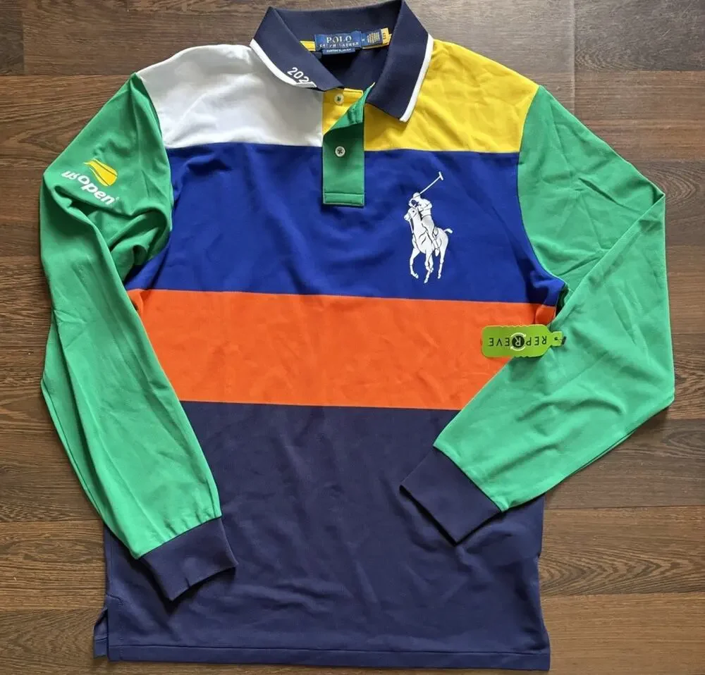 2025 US Open Polo by Ralph Lauren Ball Boy Polo Shirt Mens M Slim Big Pony Rare
